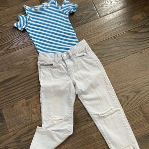 BUNDLED! Distressed pants and Zara tops girls 6-7